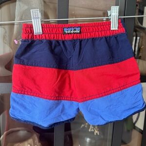 Patagonia toddler boys Board Shorts navy striped red water resistant performance